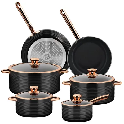 Produktbild von Topfset, HOMELUX 10tlg Induktions Töpfe Set, Aluminiumguss Kochtopfset, Keramik-Antihaftbeschichtung Pfannenset, Töpfe Set mit Deckel
