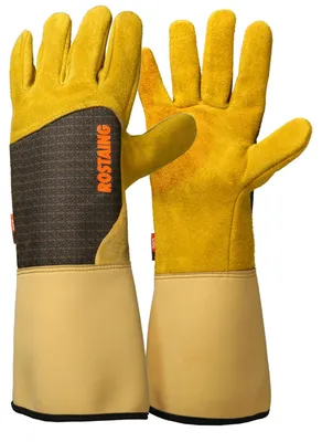 Image de Gants ROSTAING RONCIER - Une paire de gants de jardinage - Protection en cuir - Gants de jardinage pour épines et ronces et gants de travail, beige