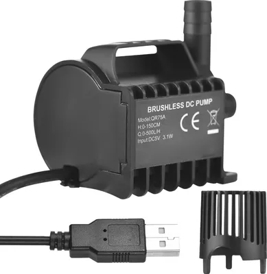 Obrázek produktu pro Ponorné vodní čerpadlo Elektrické 500 l/h Malé fontánové čerpadlo s maximálním výtlakem 1,5 m, USB kabelem 2 m a přísavkou, přenosné mini čerpadlo pro ryby