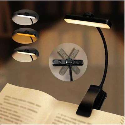 Image de Lampe de lecture à LED avec protection oculaire, grande autonomie, intensité réglable en continu et trois températures de couleur, idéale pour les étudiants qui révisent la nuit - noire