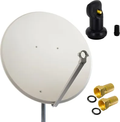 Produktbild von PremiumX SAT Anlage 100cm Antenne Stahl Hellgrau Single LNB 2x F-Stecker