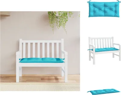 Immagine prodotto di vidaXL Cuscino per panchina da giardino in tessuto turchese 110x50x7 cm - Cuscino per seduta
