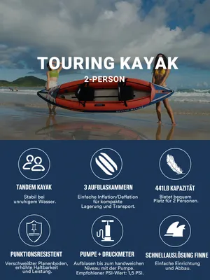 Image de Kayak - Gonflable - pour 2 personnes - Bateau pour deux personnes - Kayak de loisirs - Kayak léger