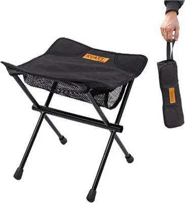Produktbild von Famanu Klapphocker Tragbarer Campinghocker mit ultraleichtem Aluminiumrahmen - Schwarz