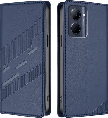 Produktbild von Hülle für Realme C33, Kunstleder Brieftaschen Handyhülle mit Kartenfach und Standfunktion Blau
