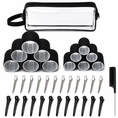 Produktbild von Lockenwickler Set 38-teilig - Lockenwickler in 2 Größen, Haarclips, Kamm und Kosmetiktasche