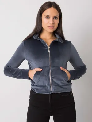 Produktbild von Rue Paris Sweatshirt mit Reißverschluss für Frauen Belare grau L/XL