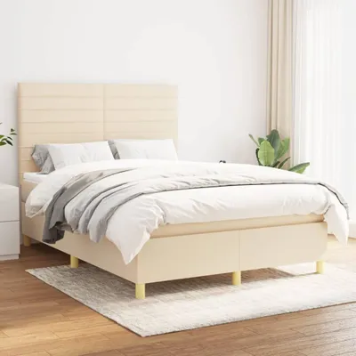 Produktbild von Boxspringbett mit Matratze Creme 140x200 cm Stoff