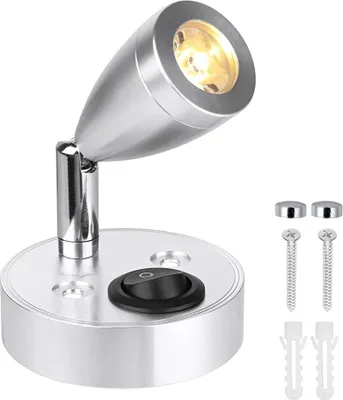 Produktbild von LED Spot Leselampe Einstellbarer Wand Nachttischlampe mit Schalter für Boot Wohnmobil Camper Caravan Van Innenbeleuchtung, Warmweiß