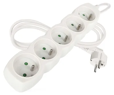 Prodlužovací kabel 1,5 m / 5 zásuvek / bílý / PVC / 1 mm2