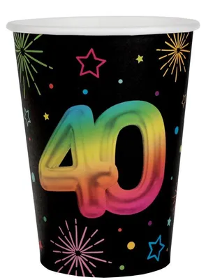 Produktbild von 6 Becher 40. Geburtstag bunt Pappbecher