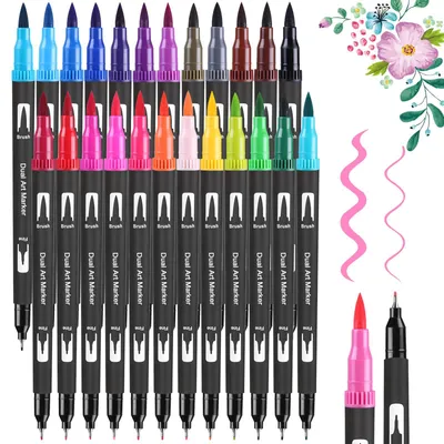 Produktbild von Dual Brush Pen Set – 24 Farben, Aquarellstifte und Filzstifte