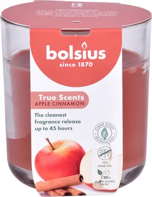 Productafbeelding van Bolsius Geurkaars True Scents, appel-kanel, 9 cm, in glas