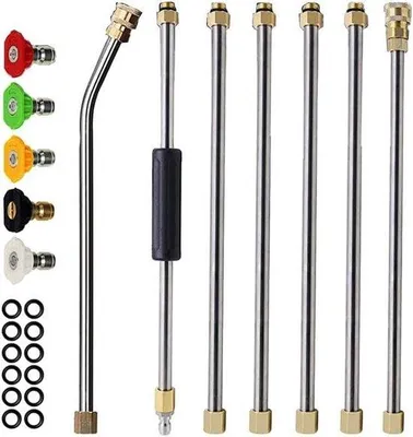 Produktbild von Famanu Verlängerungsset Hochdruckreiniger - 4000 psi - 1/4 Zoll - Schnellanschluss - 5 Spritzdüsen - O-Ring - 7 Verlängerungsrohre