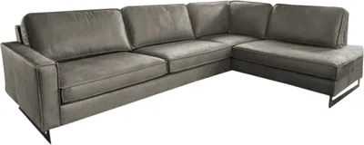 Produktbild von KAWOLA Ecksofa VILNIUS 3-Sitzer mit Recamiere rechts Kunstleder mit Lederanteil anthrazit