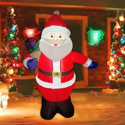 Immagine prodotto di babbo Natale gonfiabile da 120 cm con luci LED, decorazione natalizia gonfiabile, Babbo Natale gonfiabile per esterno, cortile, giardino, prato, terrazza