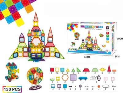 Immagine prodotto di Set di costruzioni magnetiche 130 pezzi - Piastrelle magnetiche