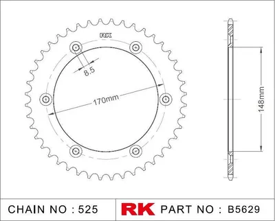 Produktbild von Rk Kettenrad 525 47z Stahl silber