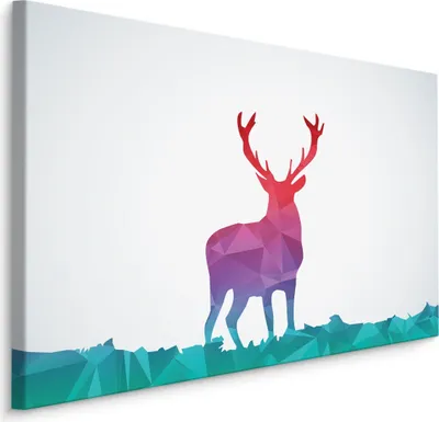 Produktbild von Fabelhafte Canvas LEINWAND BILDER 40x30 cm XXL Kunstdruck Hirsch Geometrisch Modern