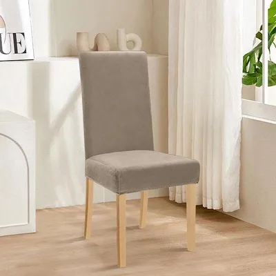Imagen del producto de Fundas para sillas Unyqoos® de terciopelo, juego de 4 – fundas elásticas y transpirables para sillas sin reposabrazos, universales (respaldo de 45 a 65 cm, asiento de 38 a 46 cm), lavables a 40°C
