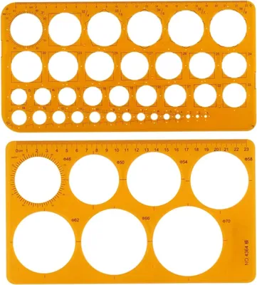 Produktbild von 2 Stück Kreis Schablone Vorlage, Kreis Schablone Mit 36 Kreisen und 7 Kreisen, Kreis Lineal Zum Malen Für Zeichenhilfen, Quilling Schablone, Transparent Orange