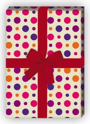 Produktbild von Retro Designer Geschenkpapier mit Punkten in 70er Jahre Farben, lila - G8693, 32 x 48cm