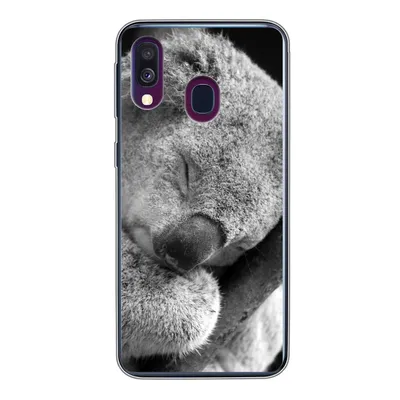 Produktbild von MuchoWow® Handyhülle Schutzhülle Hülle für Samsung Galaxy A40 Schlafender Koala auf schwarzem Hintergrund Silikon Softcase Handy Hülle - Handy-Tasche