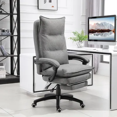 Produktbild von SUGIFT Bürostuhl mit Massagefunktion, 6 Massagepunkte Chefsessel ergonomisch, Schreibtischstuhl mit Fußstütze, Grau | 70x62x130 cm | atmungsaktiv