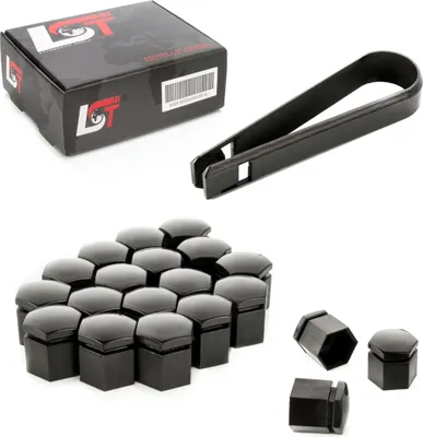 Produktbild von 20x Radschrauben Abdeckkappen Radschraubenkappen 17 mm schwarz für AUDI PORSCHE