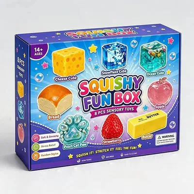 Produktbild von 8er-Set Sensorisches Quetsch-Spielzeug – SQUISHRA SQUISHRA Snack-Truppe