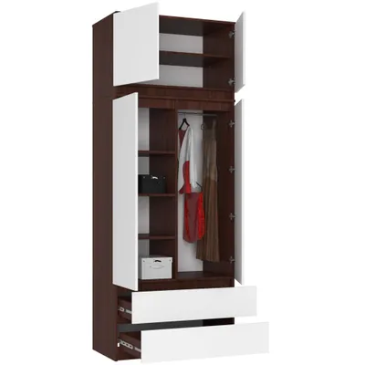Produktbild von AKORD Furniture Factory SP0PSYSVENBIANADKOM0, Wenge, Garderobe, 6 Regale, 2 Tür(en), Matt, Drehtür