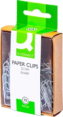 Zdjęcie produktu dla Q-Connect® KF02022 Büroklammern, 32 mm glatt, verzinkt spitz, 75 Stück