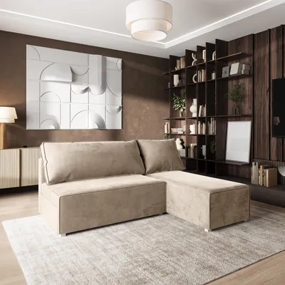 Produktbild von Masseno Ecksofa BRISO M mit Schlaffunktion L-Form, Sofa mit Bettkasten, Wohnzimmersofa, Couch, Soffa, Bettsofa, Couchgarnitur- Creme, MONOLITH 04