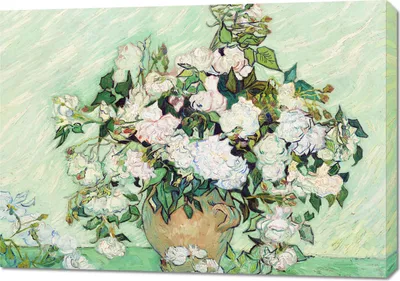 Produktbild von Bild 100x70cm Vase mit Rosen, Van Gogh Vintage für das Wohnzimmer