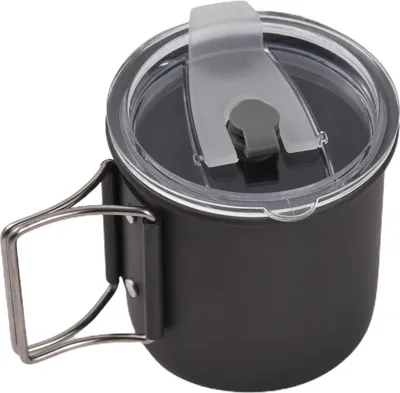 Immagine prodotto di tazza per acqua da campeggio da 300 ml in alluminio anodizzato con manico pieghevole per uso esterno
