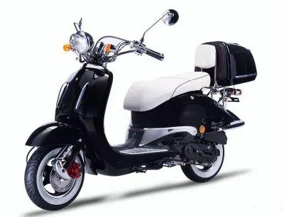 Produktbild von Motorroller Strada mit Top Case 125 ccm 85 km/h, Euro 5, schwarz, Sitzbank weiß, GT Union