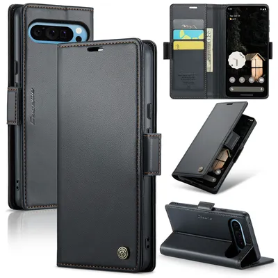 Produktbild von Lederhülle für Google Pixel 10 Pro XL Brieftasche Kartenfach Schutzhülle mit Standfunktion Schwarz