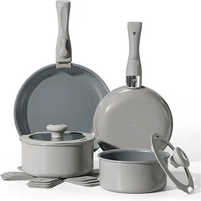 Image de Set de 14 pièces de batterie de cuisine avec couvercles, compatible induction, N9102IH, gris