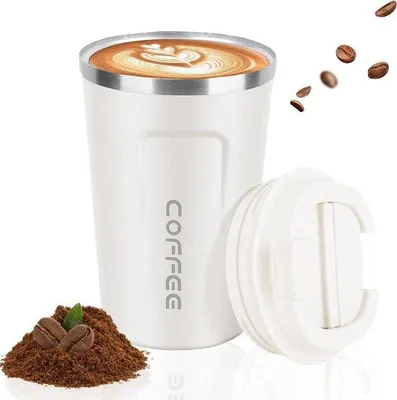 Produktbild von 380ml Edelstahl Thermobecher To Go mit Deckel für Reise und Camping