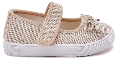 Produktbild von Mädchen Ballerinen Klettverschluss Schuhe für den Kindergarten Tulle Gold Gr.22
