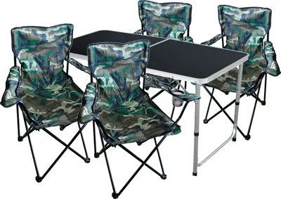 Produktbild von 5-teiliges Campingmöbel Set Tisch + 4 Campingstühle Camouflage