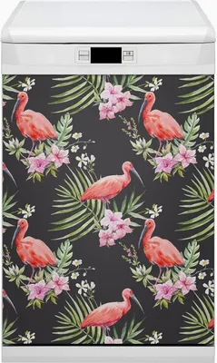 Produktbild von Küche Dekorative Magnete  Magnet Folie für Geschirrspüler 45x80 cm   - Schwarzer Flamingo