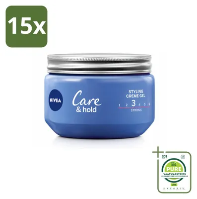 Immagine prodotto di 15 confezioni di crema gel modellante NIVEA Care & Hold - 150 ml ciascuna - confezione grande - 15 pezzi
