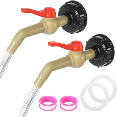 Produktbild von IBC Abflussventil Set, 2-teilig, S60x6 Kugelhahn, Kunststoff, für Regentonnen