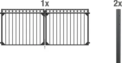 Produktbild von Alberts Doppeltor-Set für Zaunsystem Circle, Höhe 120 cm, Breite 300 cm, anthrazit, zum Einbetonieren