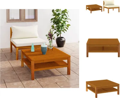 Produktbild von vidaXL 2-tlg. Garten-Sofagarnitur mit Cremeweißen Kissen Akazienholz -  Gartensofaelemente