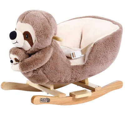 Immagine prodotto di DEUBA® Bradipo di Peluche a Dondolo in Legno con Suoni Cintura di Sicurezza Giochi Infanzia Bambini Giocattolo Regalo