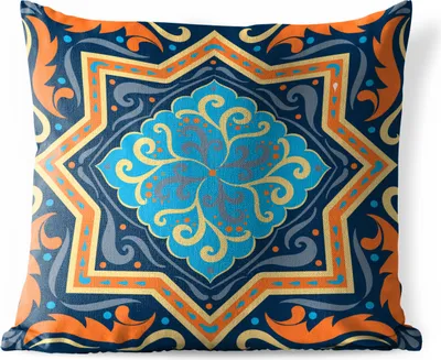Produktbild von MuchoWow® Outdoor Kissen - Stern - Gelb - Muster - 50x50 cm - Wetterfest - Lounge Kissen - Komfortabel - Kissen mit Bild