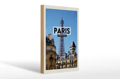 Produktbild von Holzschild Reise 20x30cm Paris Europa Eiffelturm