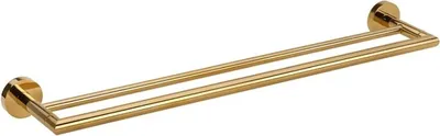 Produktbild von BILLO Doppelhandtuchhalter Messing Gold poliert 120x655x55 mm für Bad & Küche >> zum Bohren oder Kleben